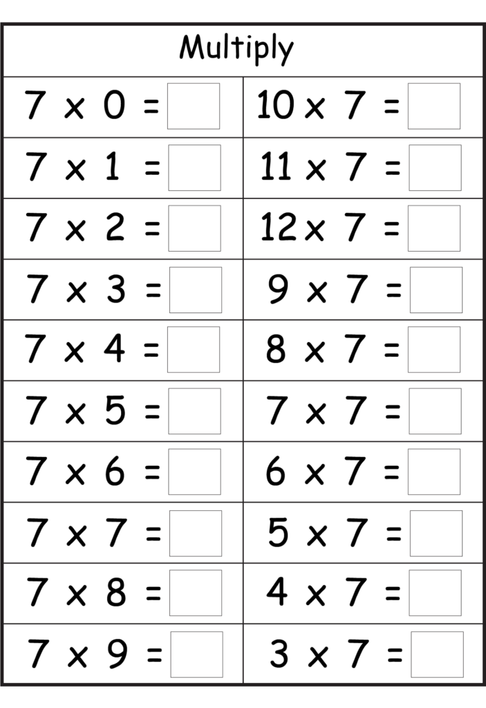 7 Times Table Worksheets To Print | Activity Shelter 7 Times Table Worksheets To Print | Activity Shelter