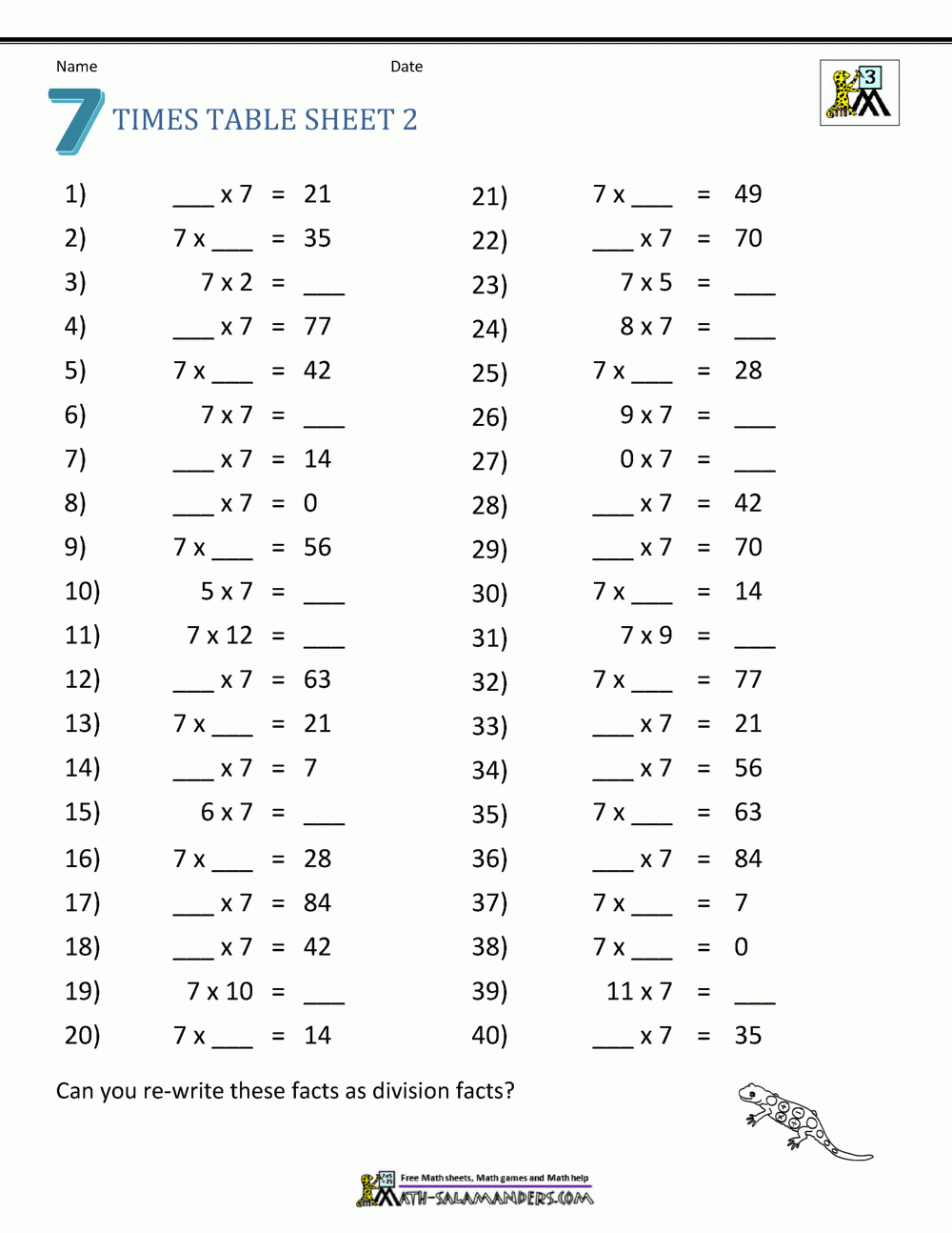 74 Times Tables Maths Is Fun 3Rd Grade Math Worksheets Quizlet