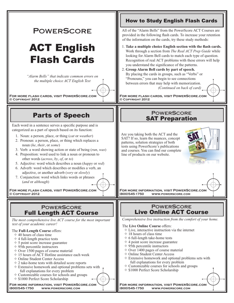 Act English Flash Cards Act English Flash Cards