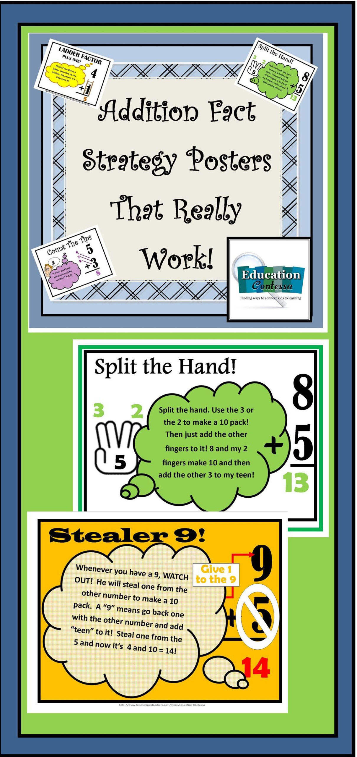 Addition Fact Strategy Posters To Use With Flash Cards