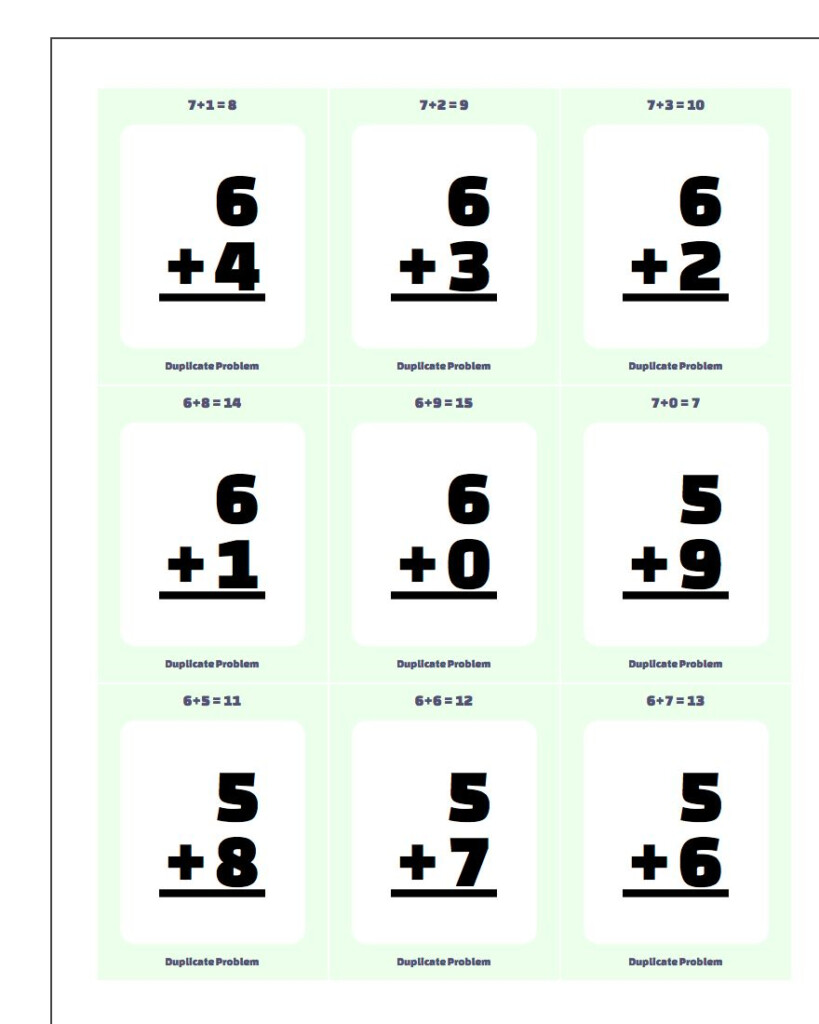 Addition Flash Cards Addition Flash Cards