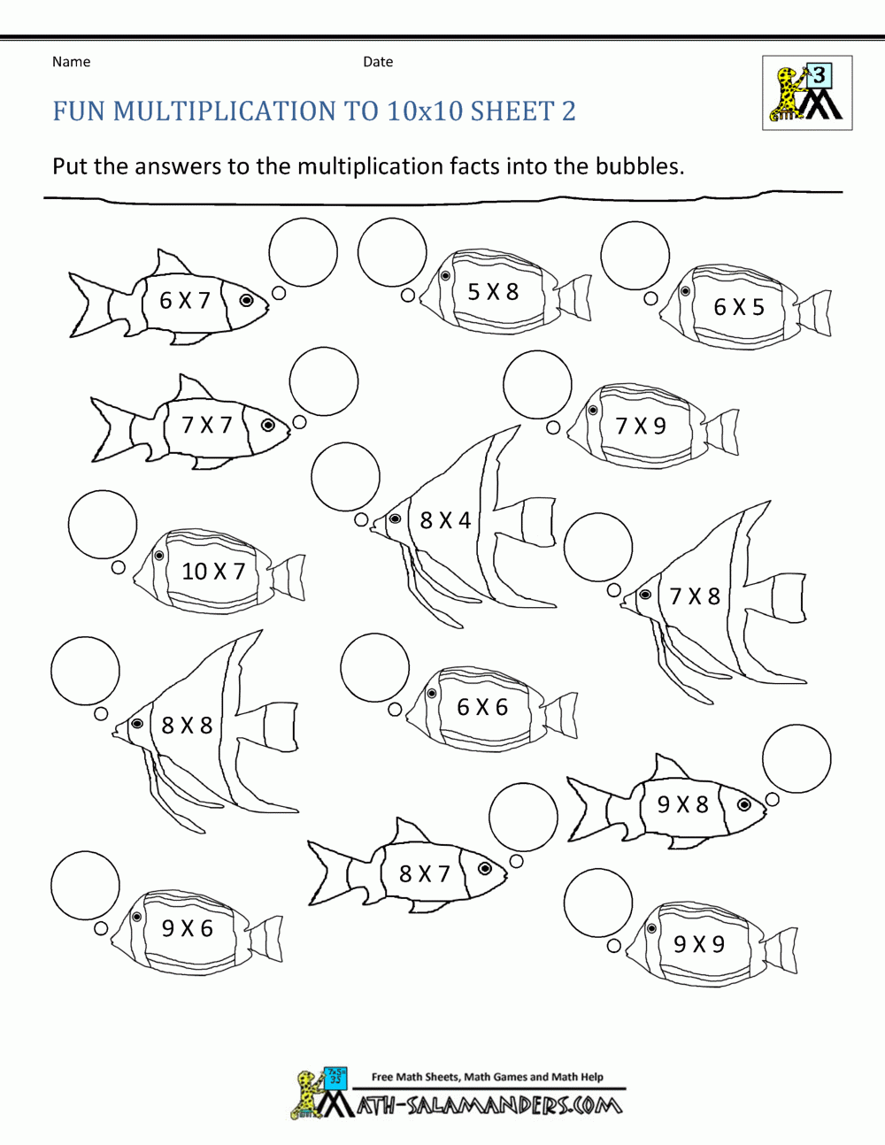 Art Gallery Fun Multiplication Worksheets To 10×10 Free for Multiplication Worksheets High School