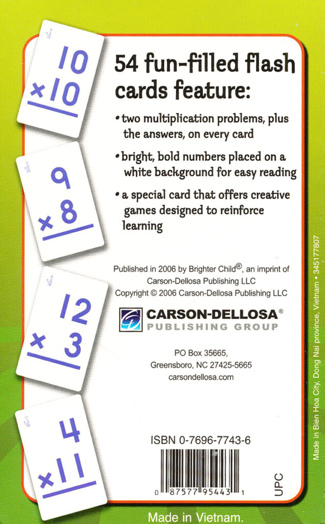 Brighter Child Multiplication 0 To 12 Flash Cards