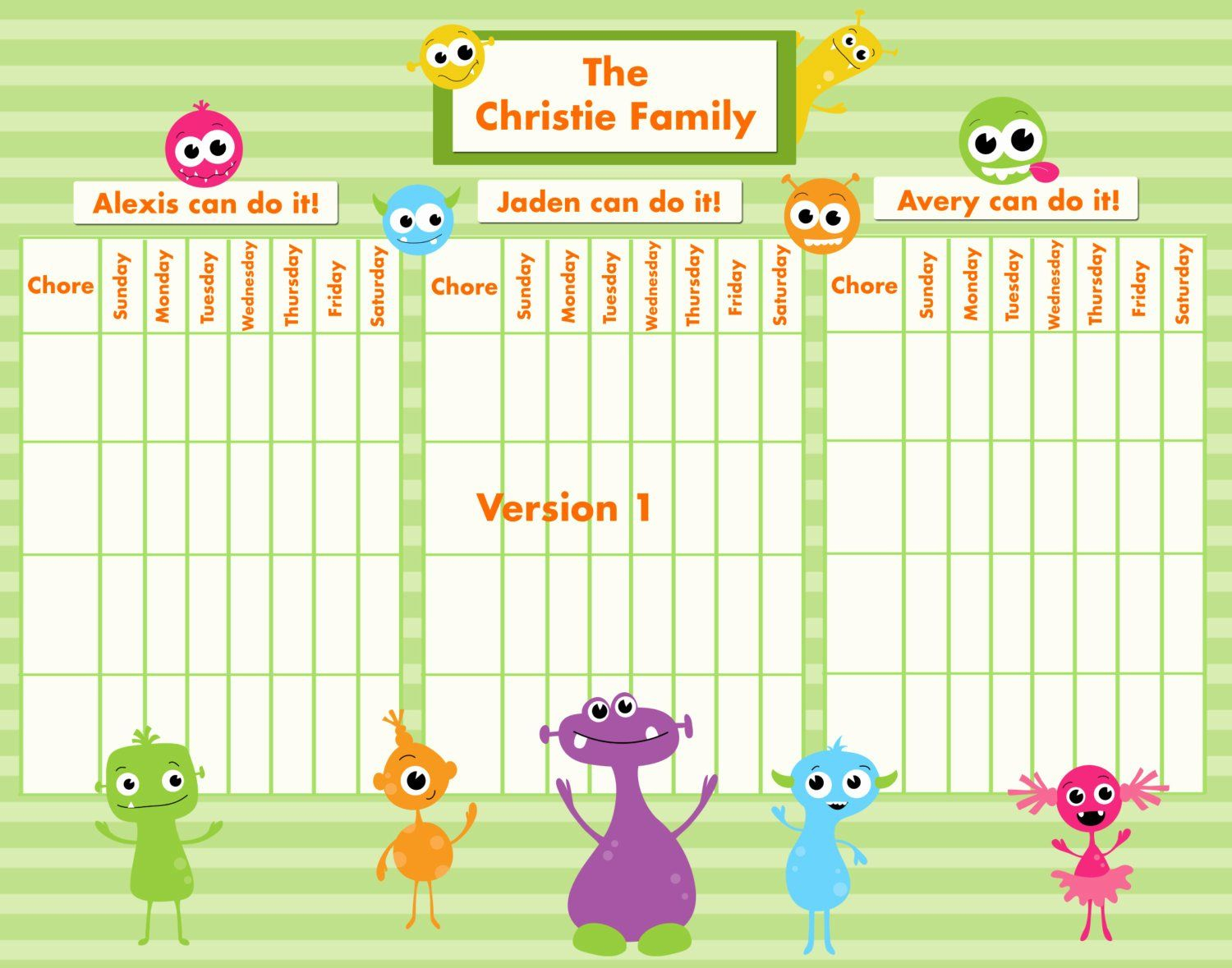 Chore Charts For Multiple Children Best Of Customizable