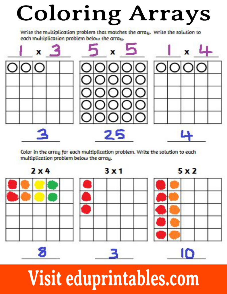 Multiplication Flash Cards With Arrays