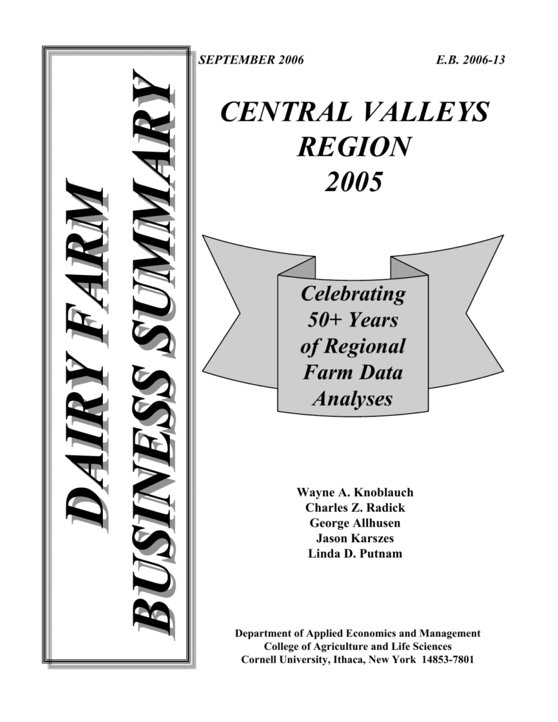 Dairy Farm Business Summary Central Valleys Region Dairy Farm Business Summary Central Valleys Region