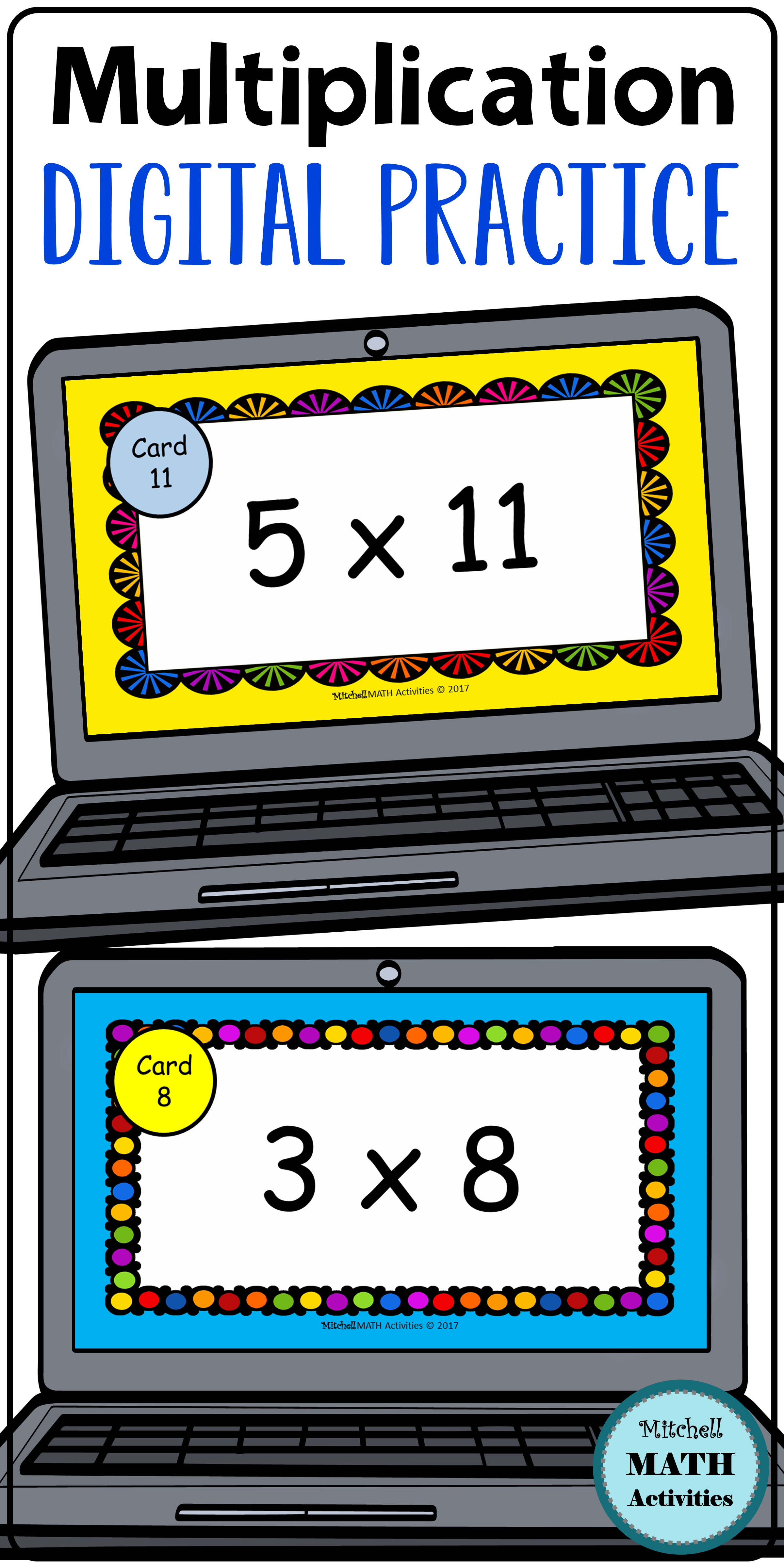 Digital Multiplication Flash Cards Bundle | Distance