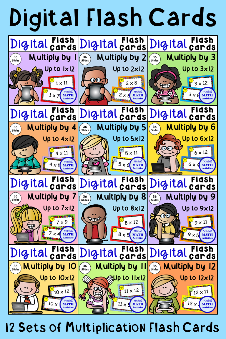 Digital Multiplication Flash Cards Bundle | Distance