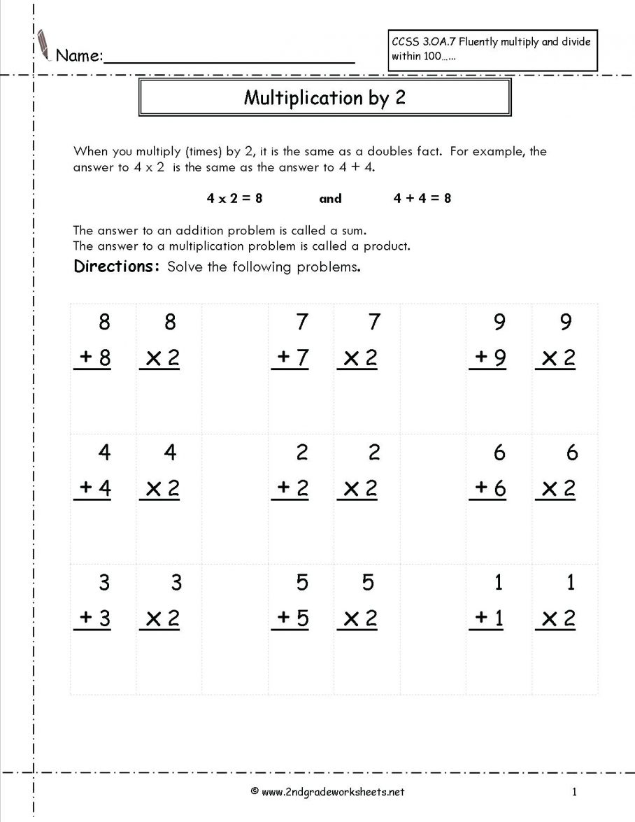 Doubles Facts Math Addition And Multiplication Worksheet