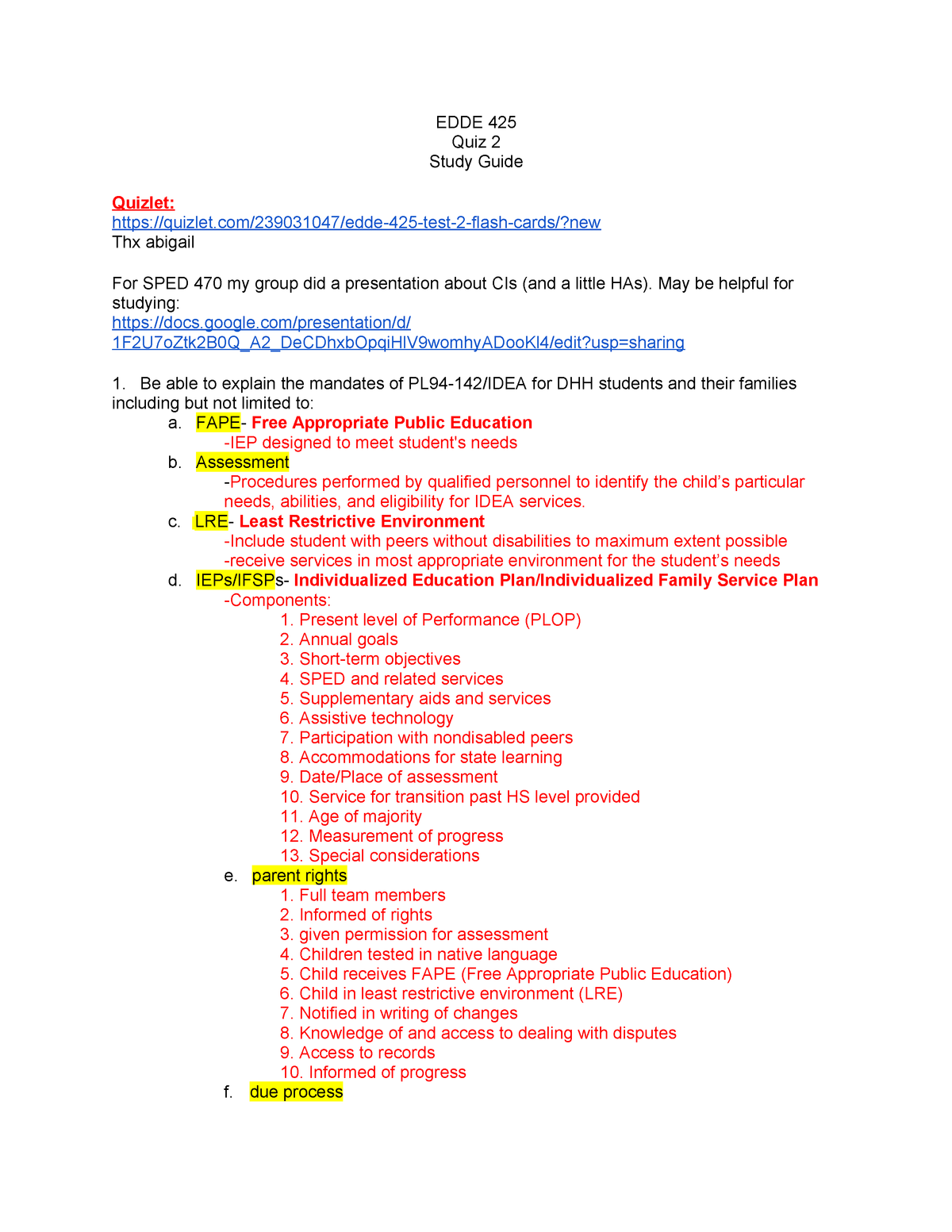 Edde 425 Test 1 Study Guide - Edde 425 - Ut Knoxville - Studocu