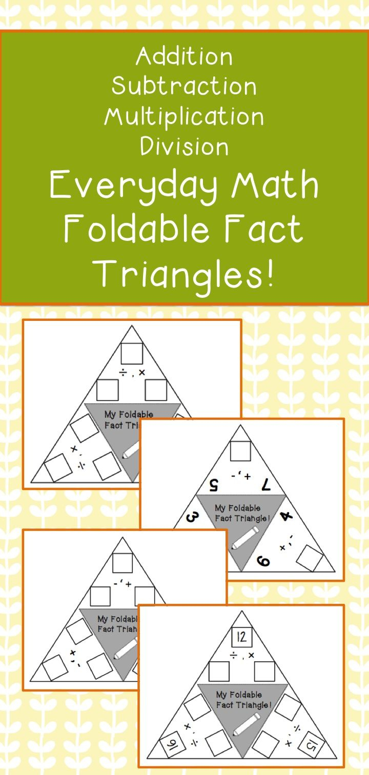 Fact Triangles - Teacherspayteachers | Everyday Math