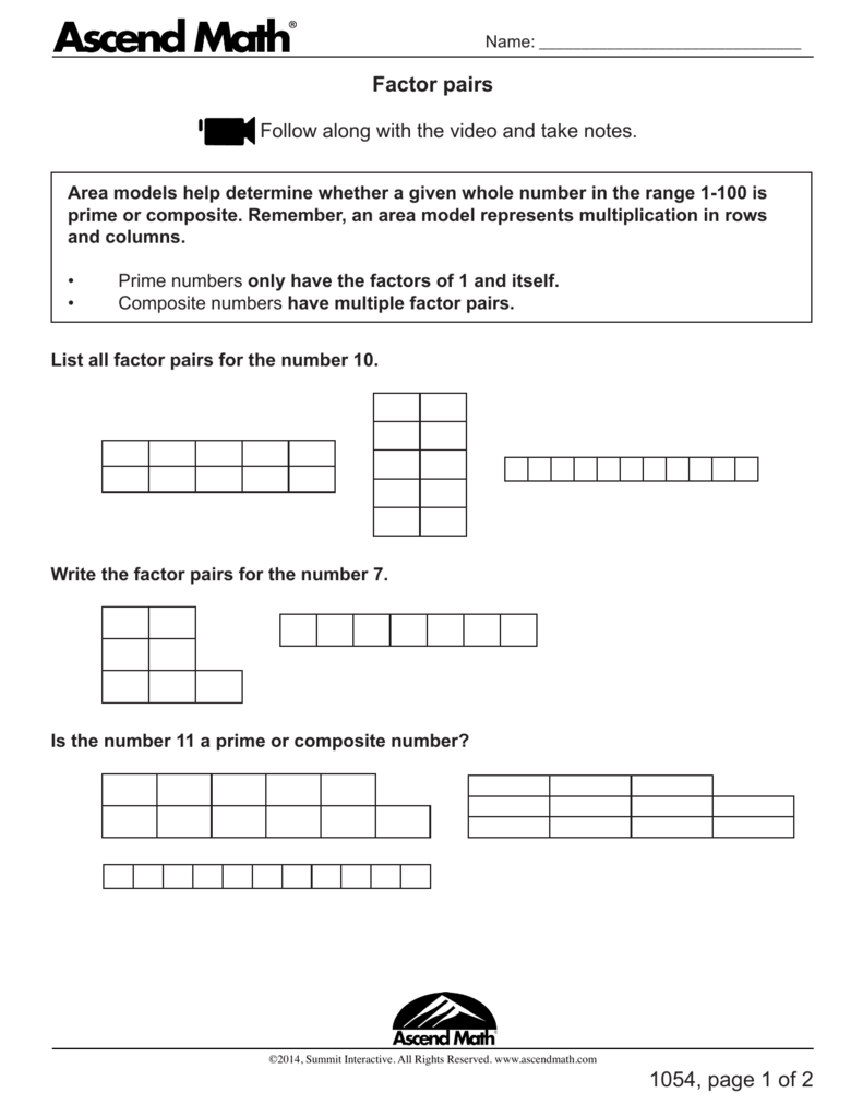 Factor Pairs Ascend Math Factor Pairs Ascend Math