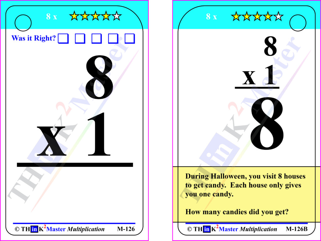 Free Printable 8 X 1 Multiplication Flash Card