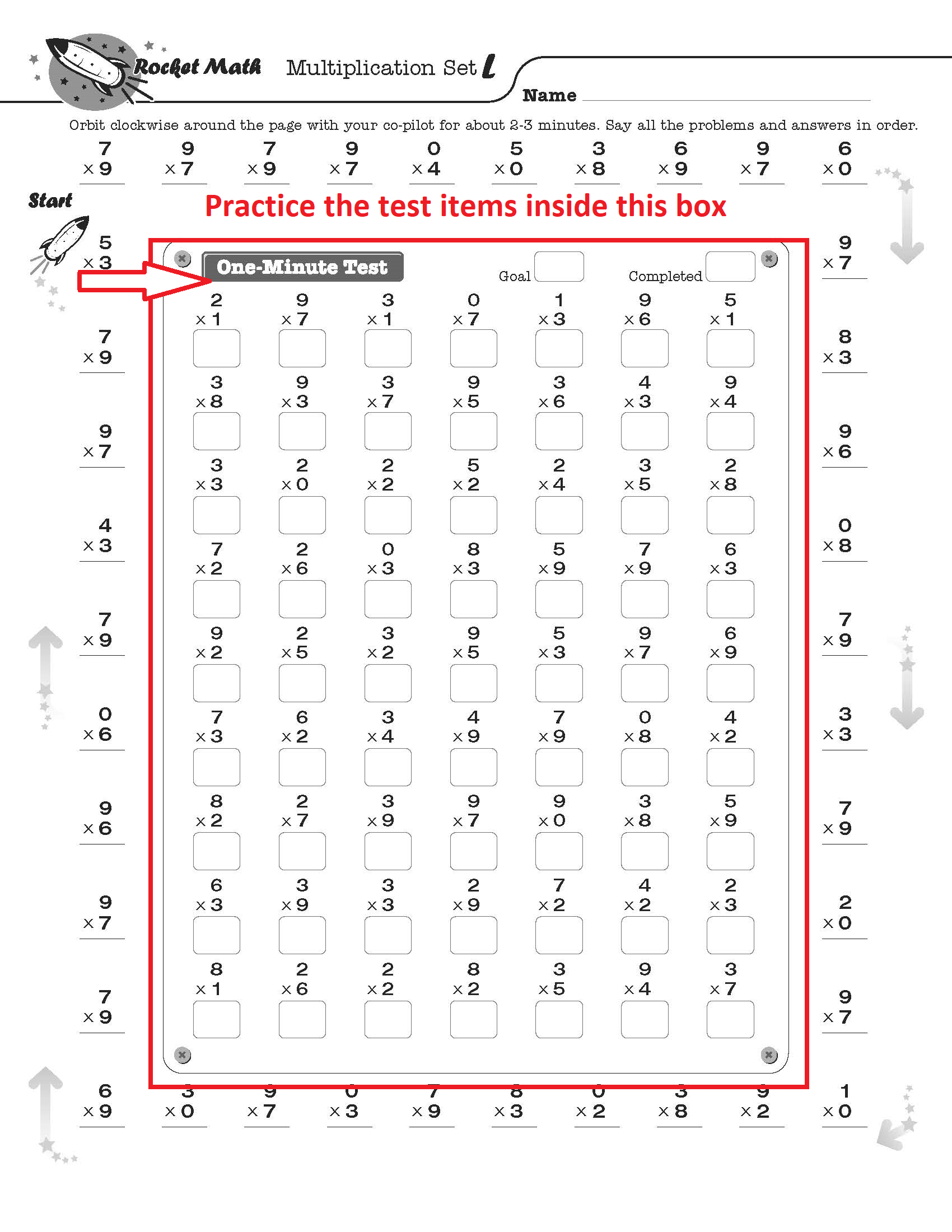 3rd Grade Rocket Math Multiplication Worksheets