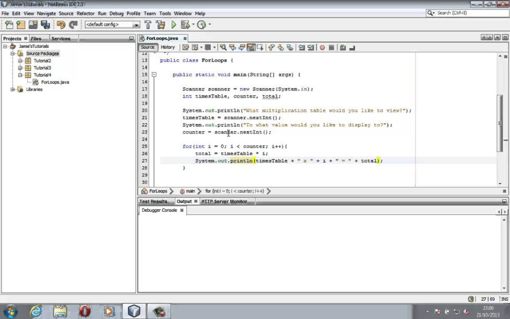 Java Tutorial 4 For Loops Multiplication Tables Program Java Tutorial 4 For Loops Multiplication Tables Program