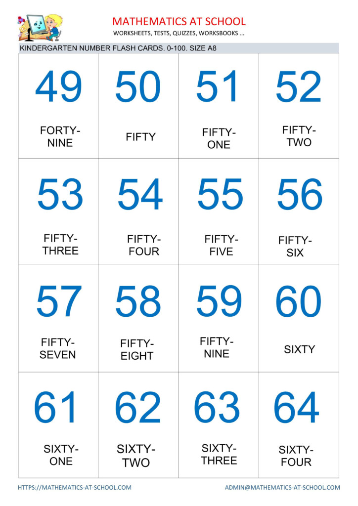 Kindergarten Number Flash Cards, Free Printable Pdf. Size A4 Kindergarten Number Flash Cards, Free Printable Pdf. Size A4