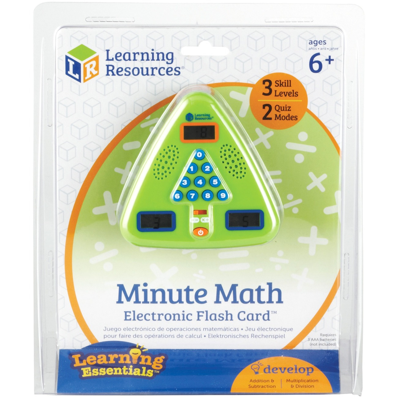 Learning Resources Minute Math Electronic Flash Card - Skill Learning:  Equation Solving, Visual Processing, Audio Feedback, Addition, Subtraction,