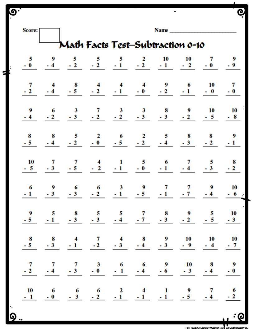 Math Facts Addition &amp;amp; Subtraction 0-20: Tests, Flashcards