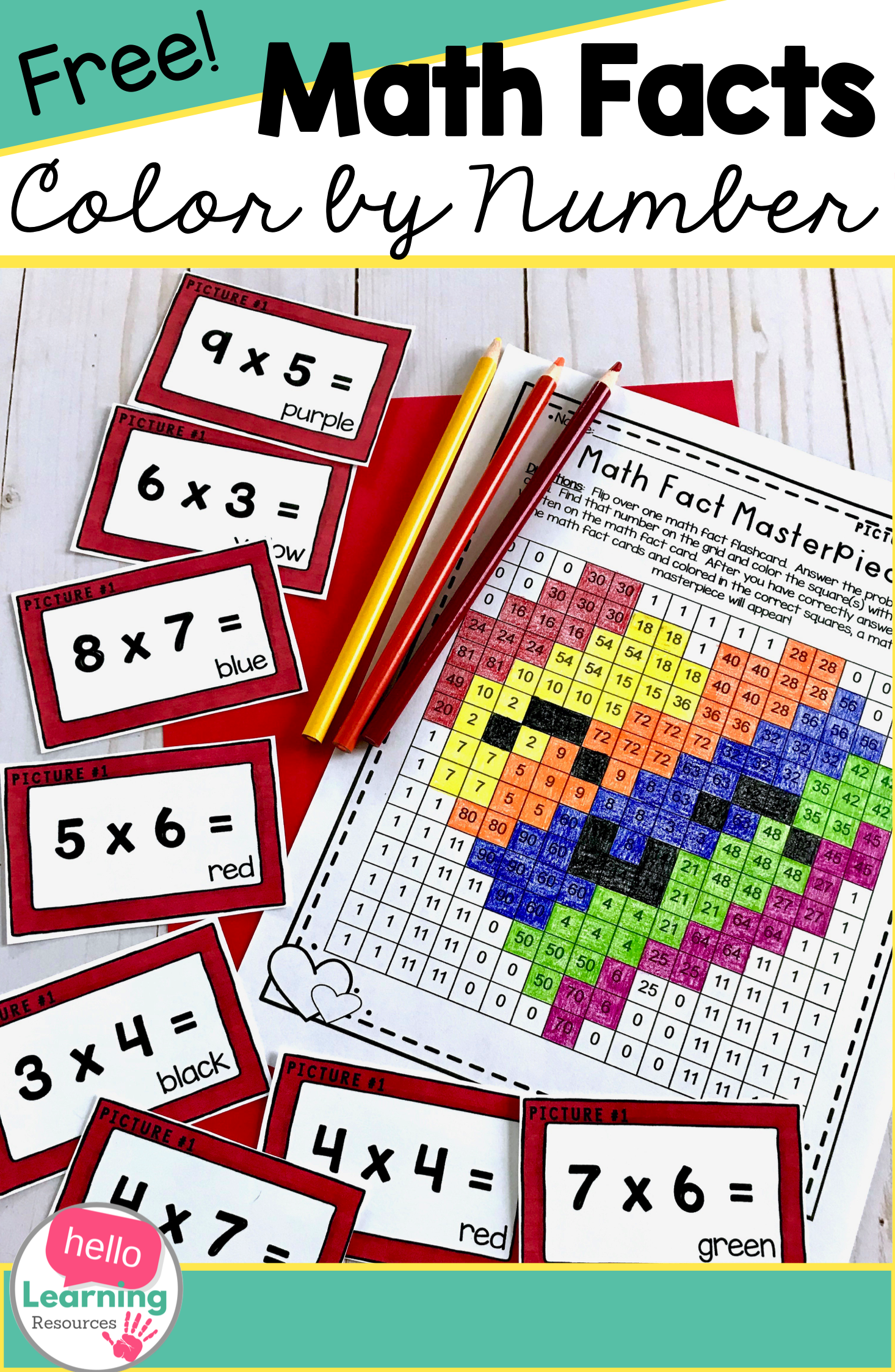 Math Facts Colornumber Multiplication Freebie | Math