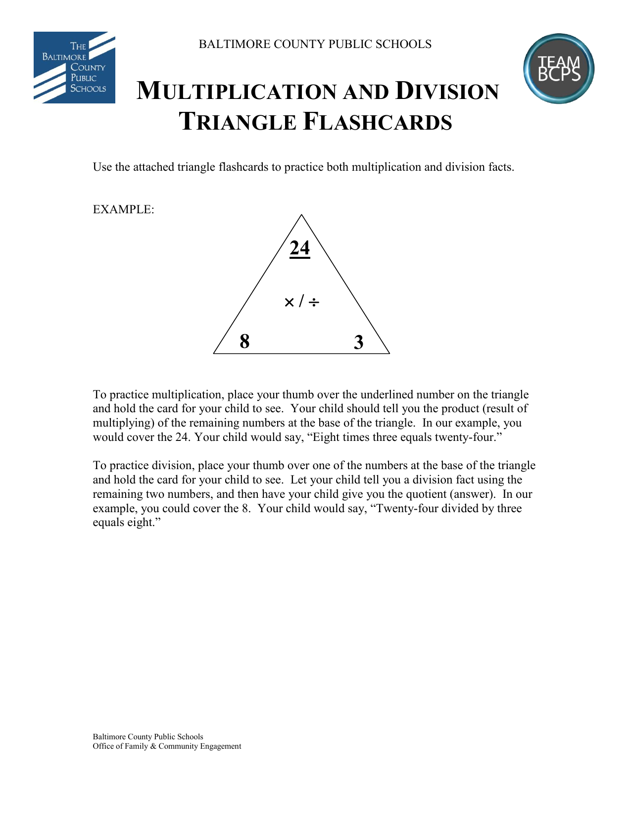 Multiplication And Dividion Triangle Flashcards