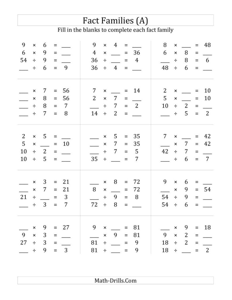 Multiplication And Division Relationships With Products To Multiplication And Division Relationships With Products To
