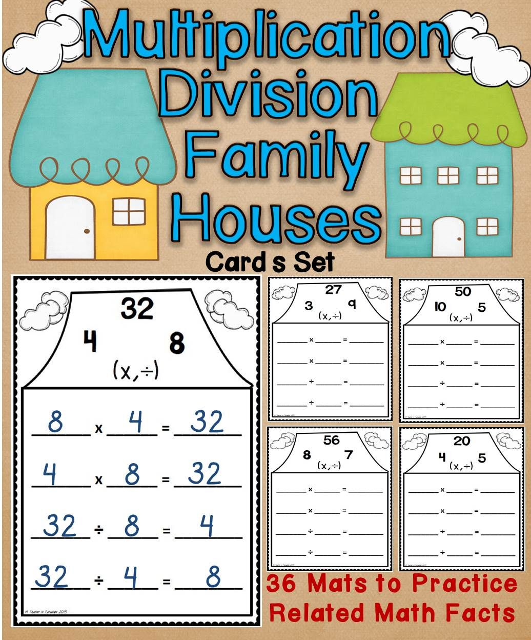 Multiplication/division Fact Families Houses Wipe Off Mats