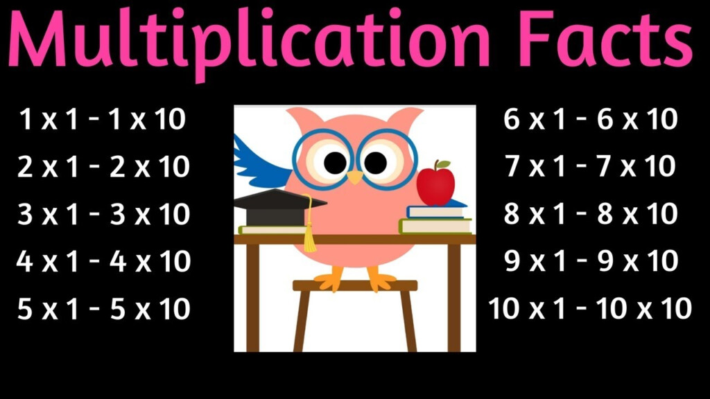 Multiplication Facts 1   10 Times Table   One To Ten Multiplication Flash  Cards In Order 3Rd Grade