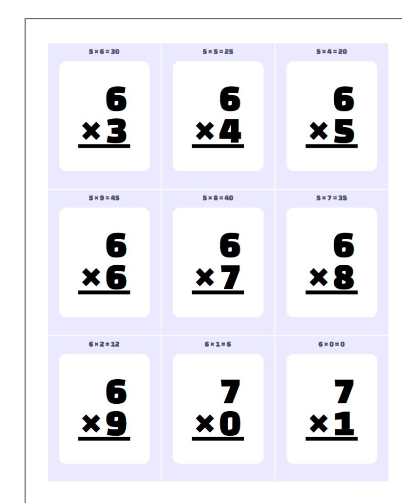 Multiplication Flash Cards Multiplication Flash Cards