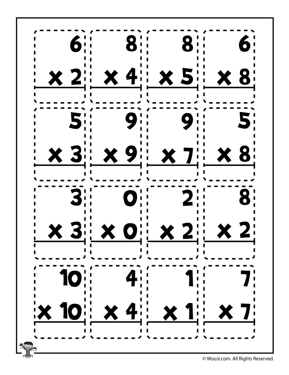 Multiplication Flashcard Math Worksheet | Woo! Jr. Kids