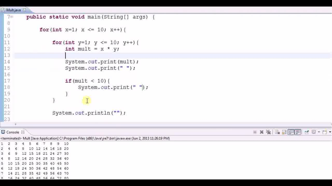 Multiplication Table Using Nested Loops | Codemasry