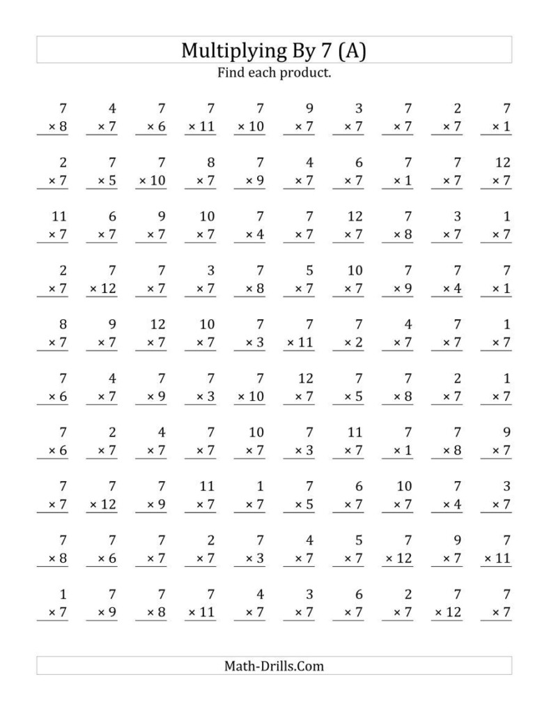 Multiplication Worksheets 7 Times Tables Multiplication Worksheets 7 Times Tables