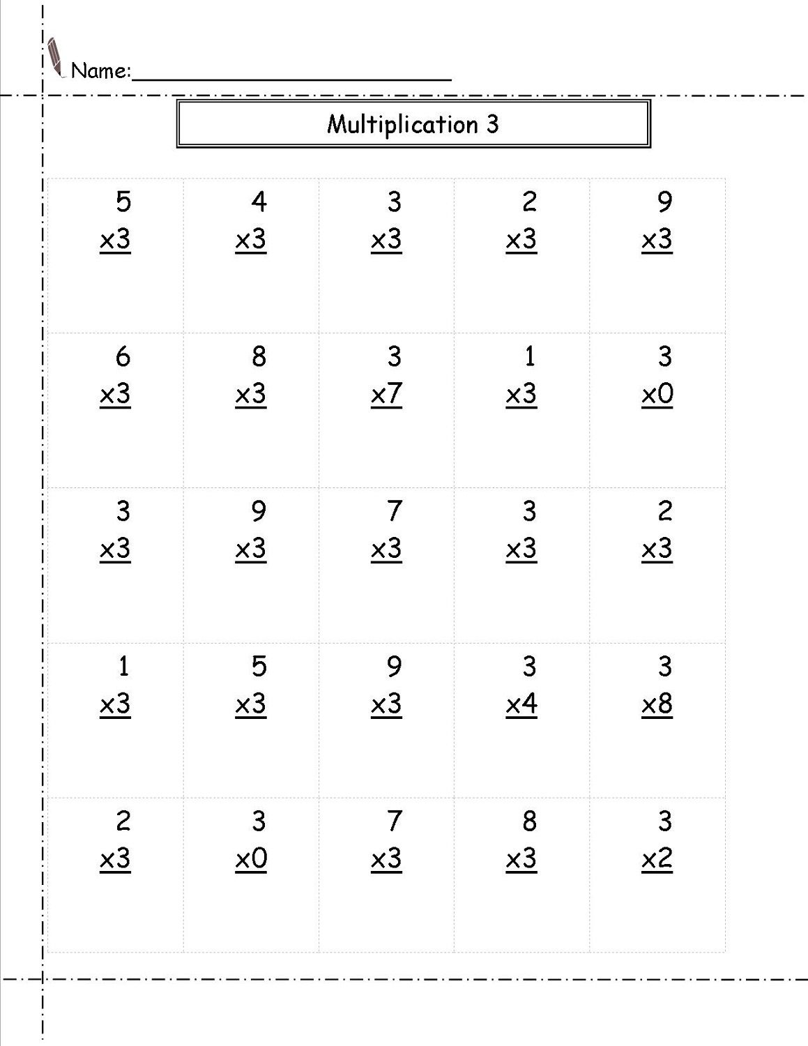 Multiply3 Worksheet Free | K5 Worksheets