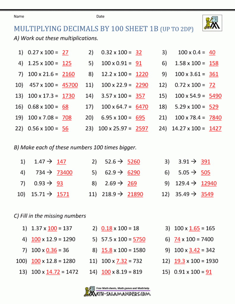 Multiplying Decimals10 100 Multiplying Decimals10 100