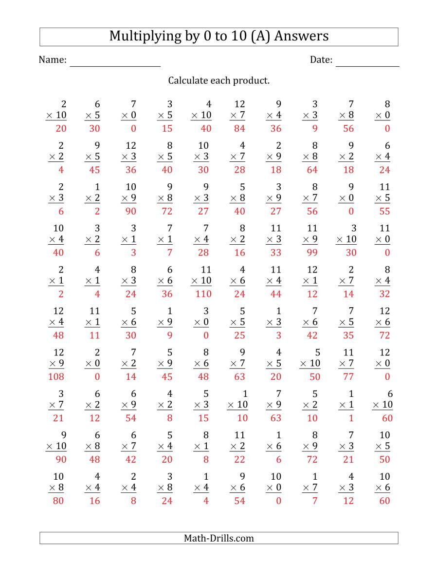 Multiplyinganchor Facts And Multiplication Worksheets throughout Multiplication Worksheets High School