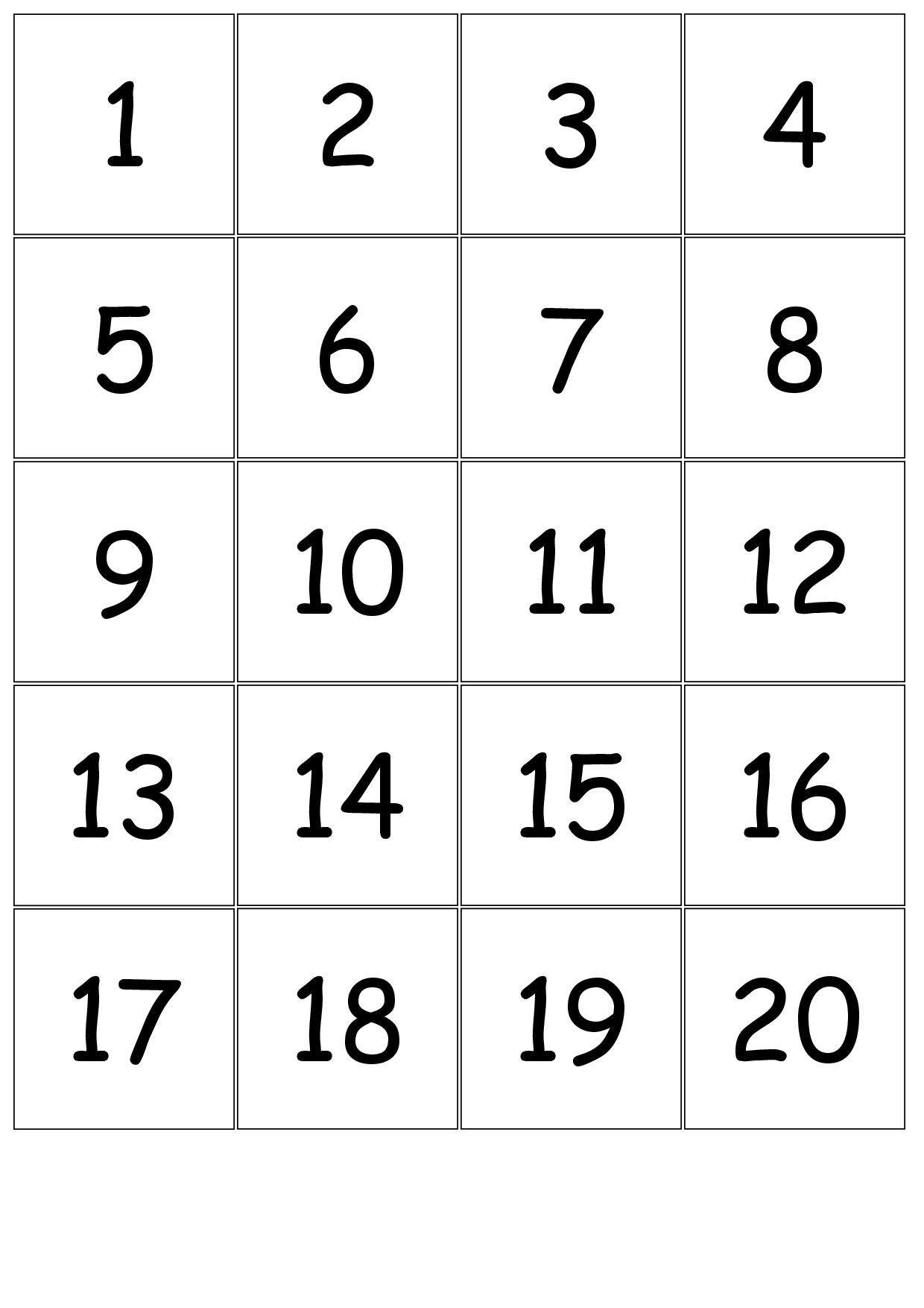 Number+Cards+1-20 | Printable Numbers, Large Printable
