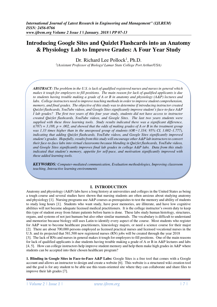 Pdf) Introducing Google Sites And Quizlet Flashcards Into An