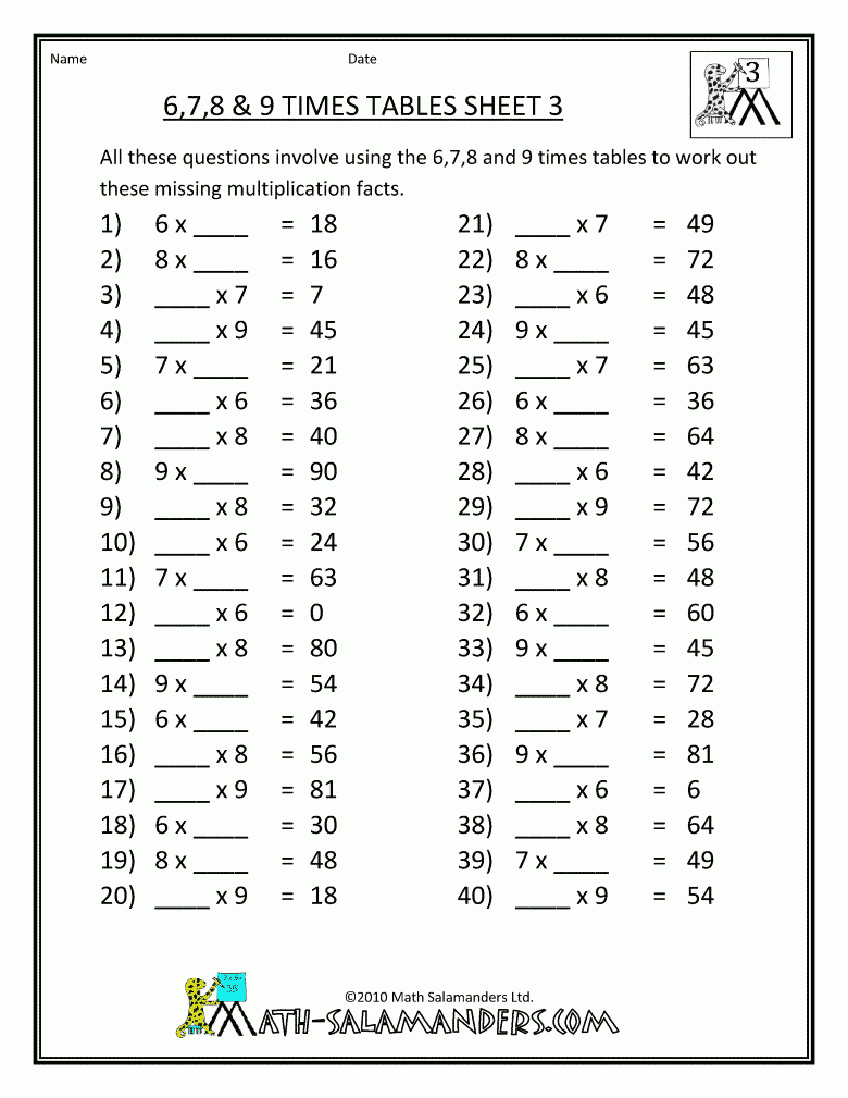 Photo : 4Th Grade Multiplication Tables Images | Fun Math