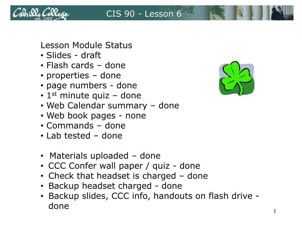 Ppt - Lesson Module Status Slides - Draft Flash Cards – Done