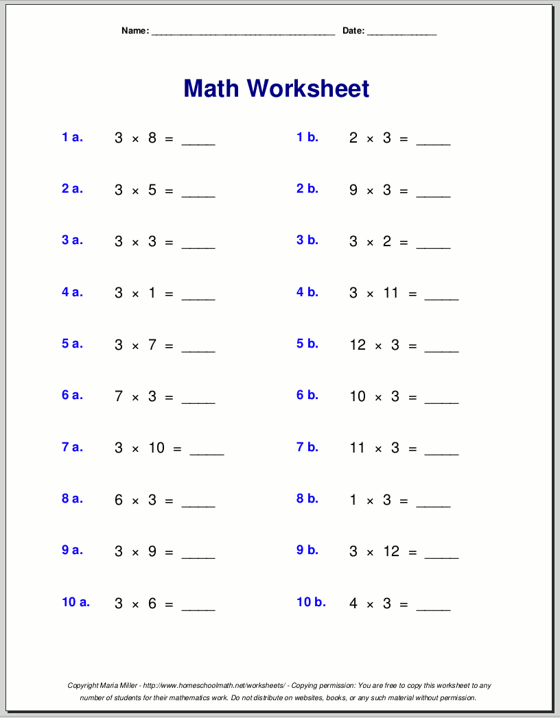 Printable Alphabet Counting To 20 Worksheets Free Free 3Rd inside Multiplication Worksheets High School
