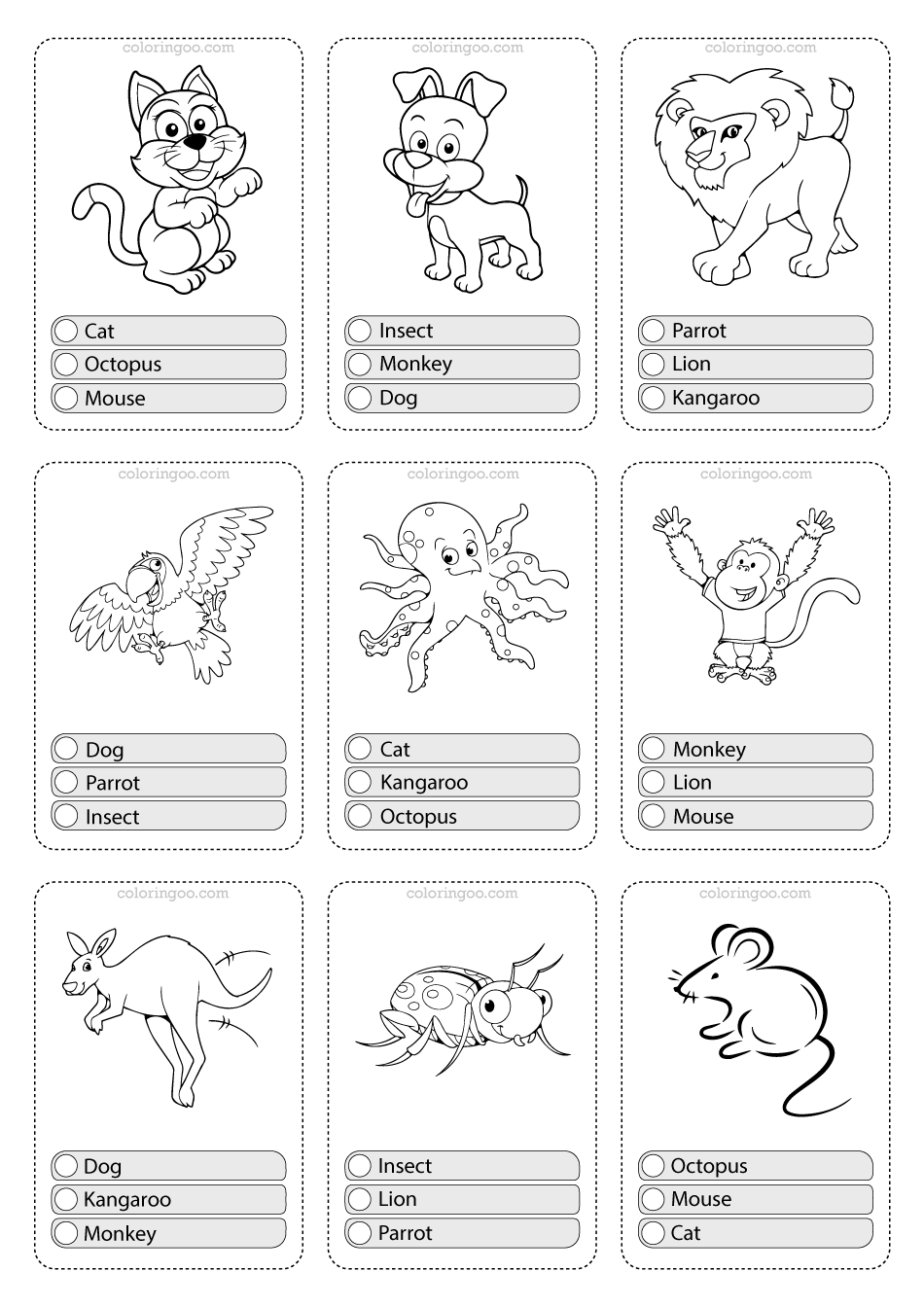 Printable Animals Multiple Choice Pdf Flashcards-01