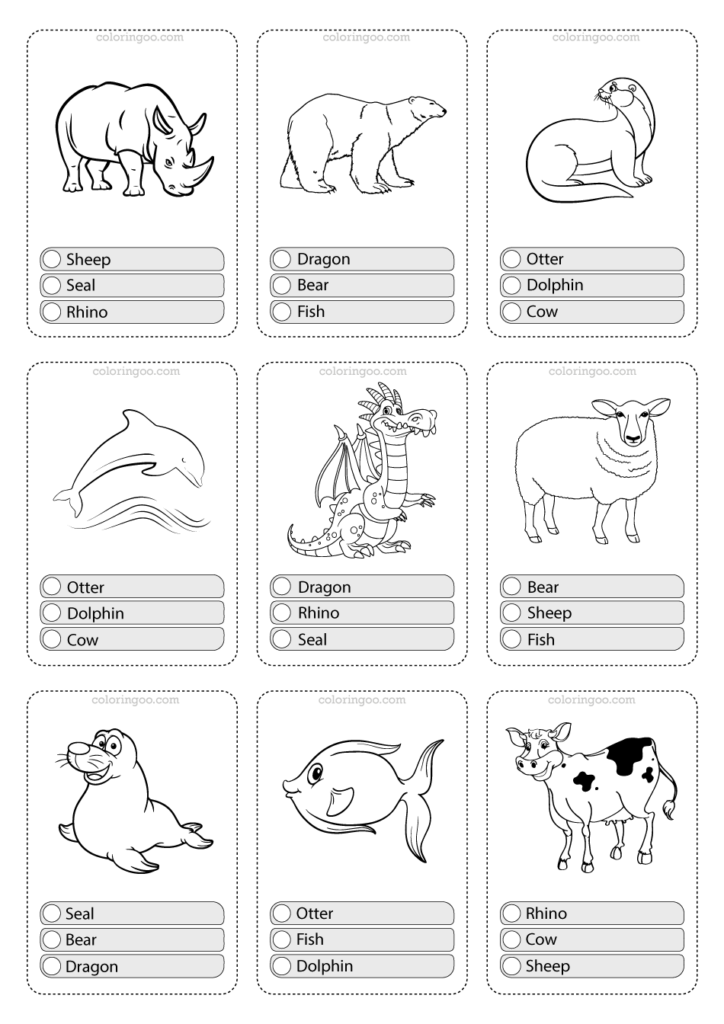 Printable Animals Multiple Choice Pdf Flashcards 03 Printable Animals Multiple Choice Pdf Flashcards 03