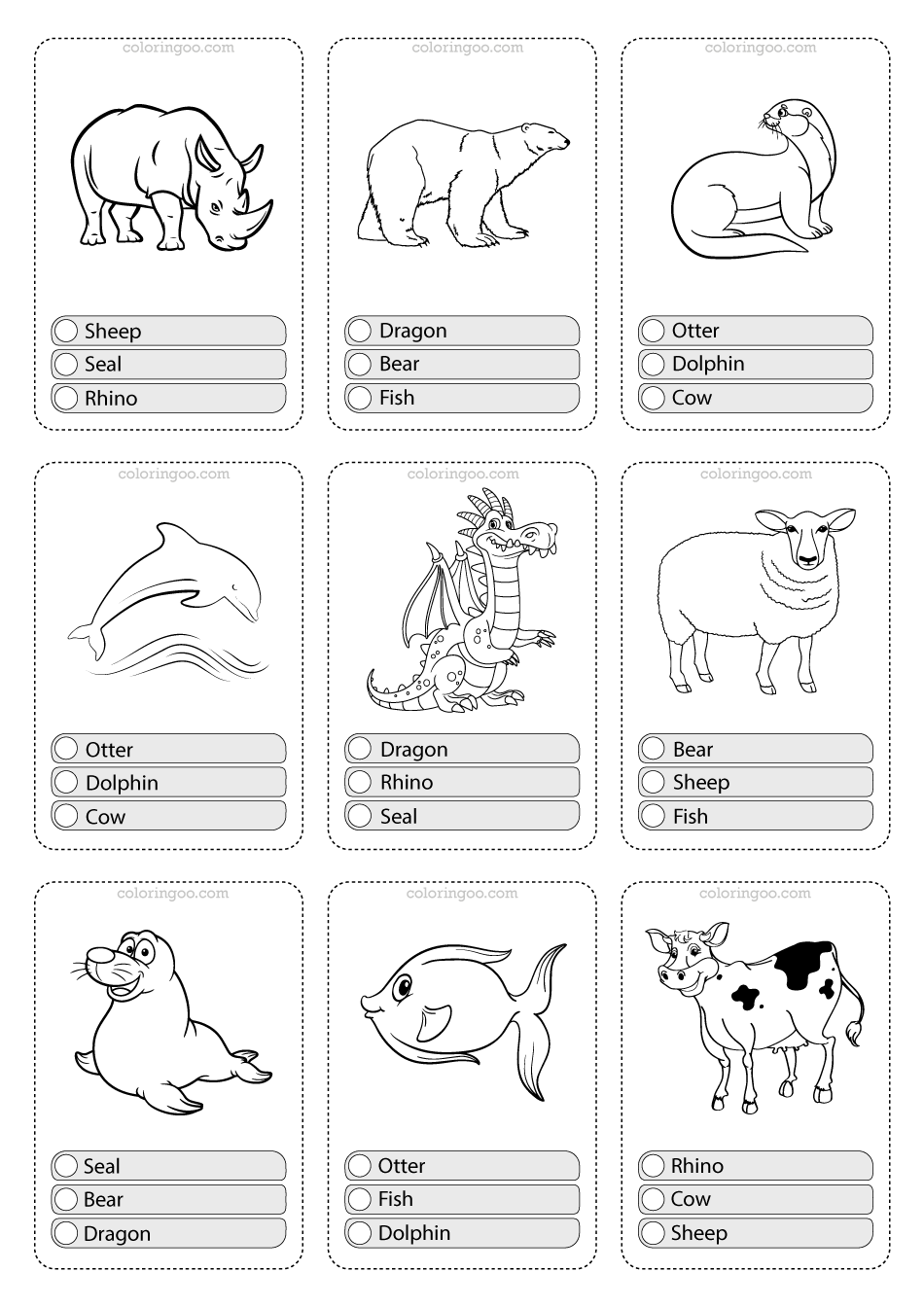 Printable Animals Multiple Choice Pdf Flashcards-03