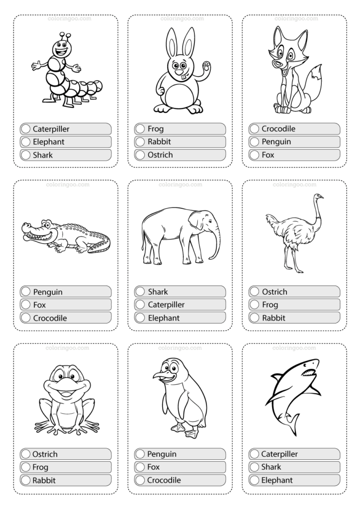 Printable Animals Multiple Choice Pdf Flashcards 05 Printable Animals Multiple Choice Pdf Flashcards 05