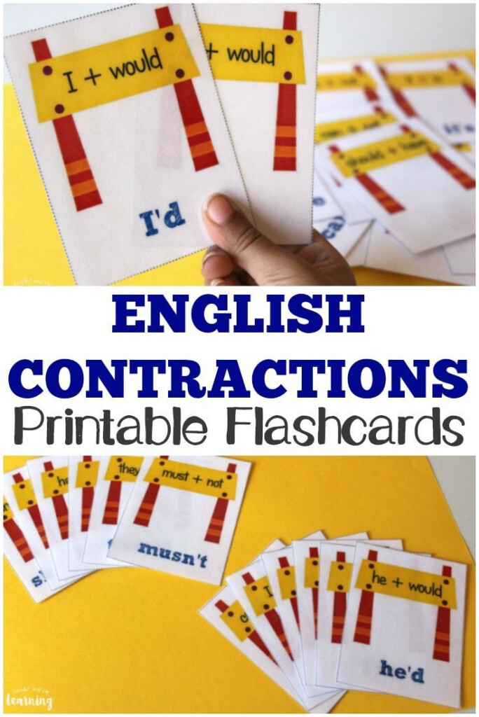 Printable English Contractions Flashcards For Kids Printable English Contractions Flashcards For Kids