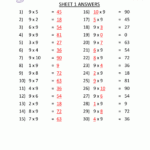 Printable Math Worksheets Multiplication 9 Times Table 1Ans