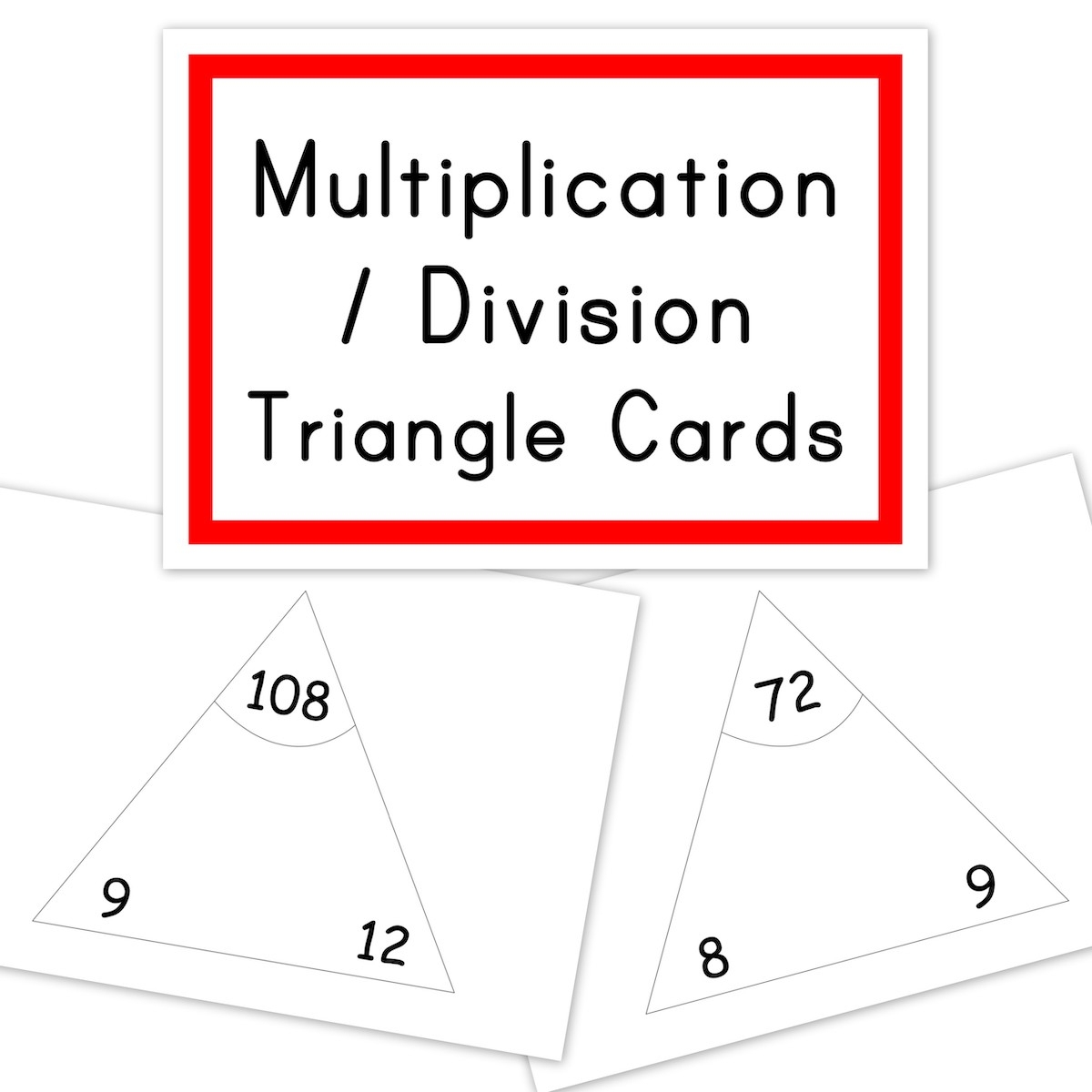 Printable Multiplication Division Triangle Cards