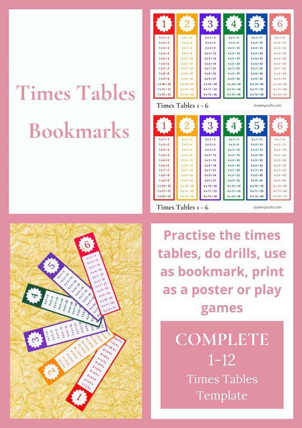 Printable Times Table Bookmark - Show My Crafts