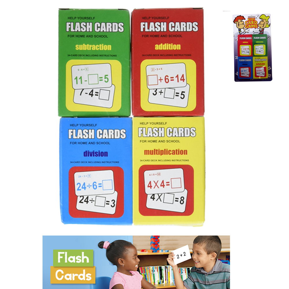 Set 4 Math Flash Cards Addition Subtraction Multiplication Division Child  Learn - Walmart