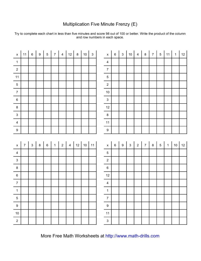 The Five Minute Frenzy Four Per Page (E) Math Worksheet The Five Minute Frenzy Four Per Page (E) Math Worksheet