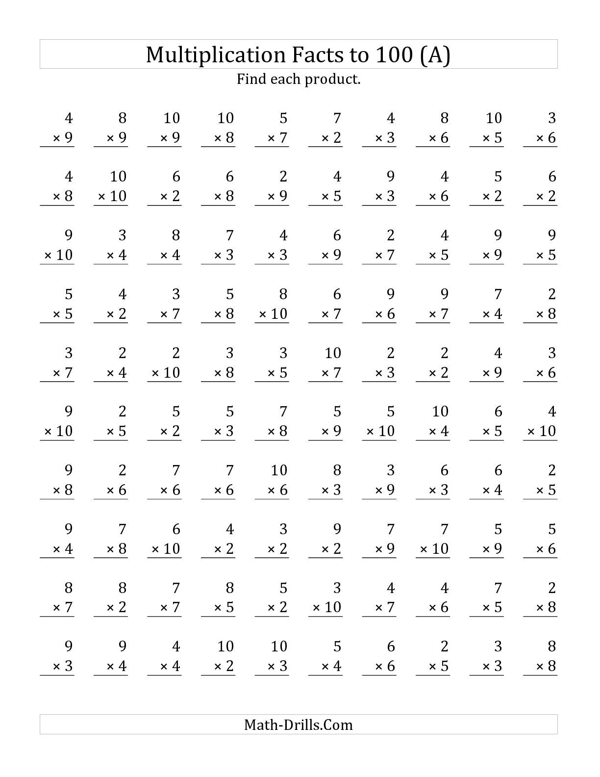 0 100 Multiplication Chart PrintableMultiplication